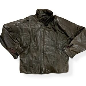 VTG Saxony Collection Leather Bomber Jacket 1980s Brown Men's Size 40 Distressed